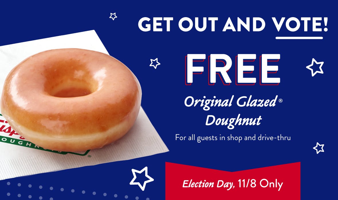 Krispy Kreme announcement about Election Day free doughnut offer on Nov. 8, 2022