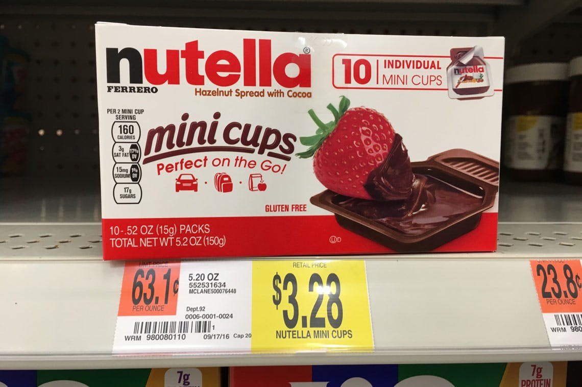 nutella mini cups calories