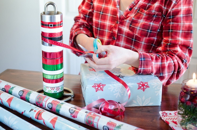 Keep ribbons neat with a paper towel holder.