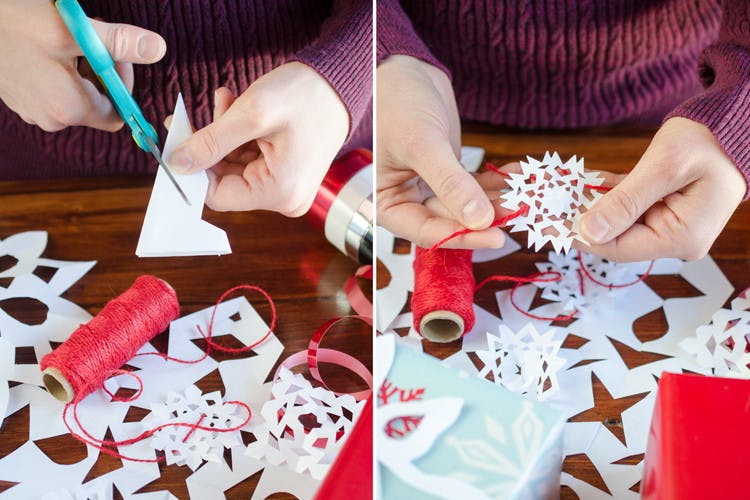 Have kids cut out snowflakes and use them as gift toppers or tags. 