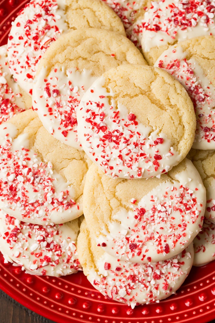 White Chocolate Dipped Peppermint Sugar Cookies