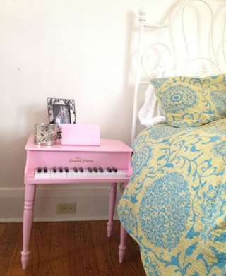 Transform a toy piano into a nightstand.