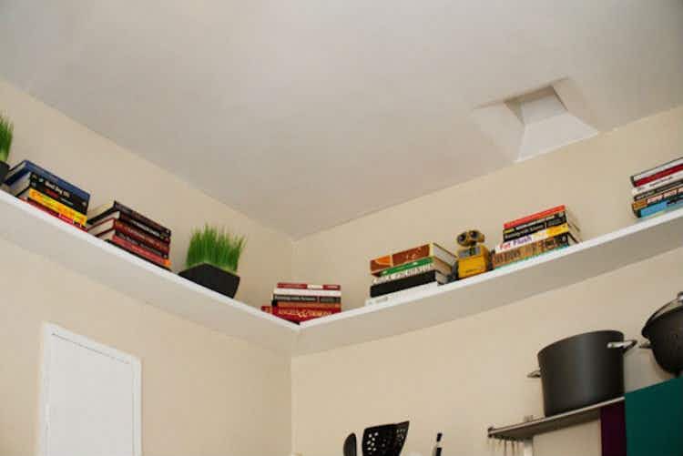 Install shelves near the ceiling.