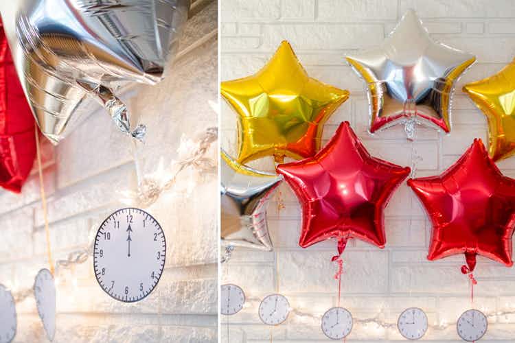 Set up a balloon countdown and pop a balloon every hour until midnight.