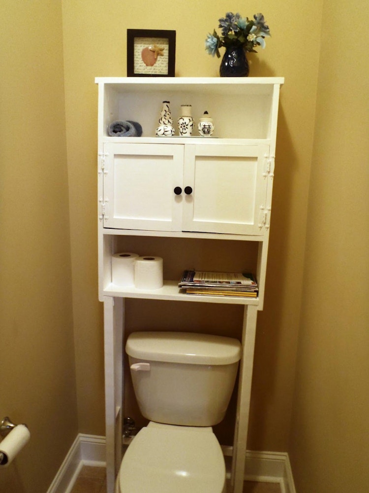 Invest in an over-the-toilet space saver.