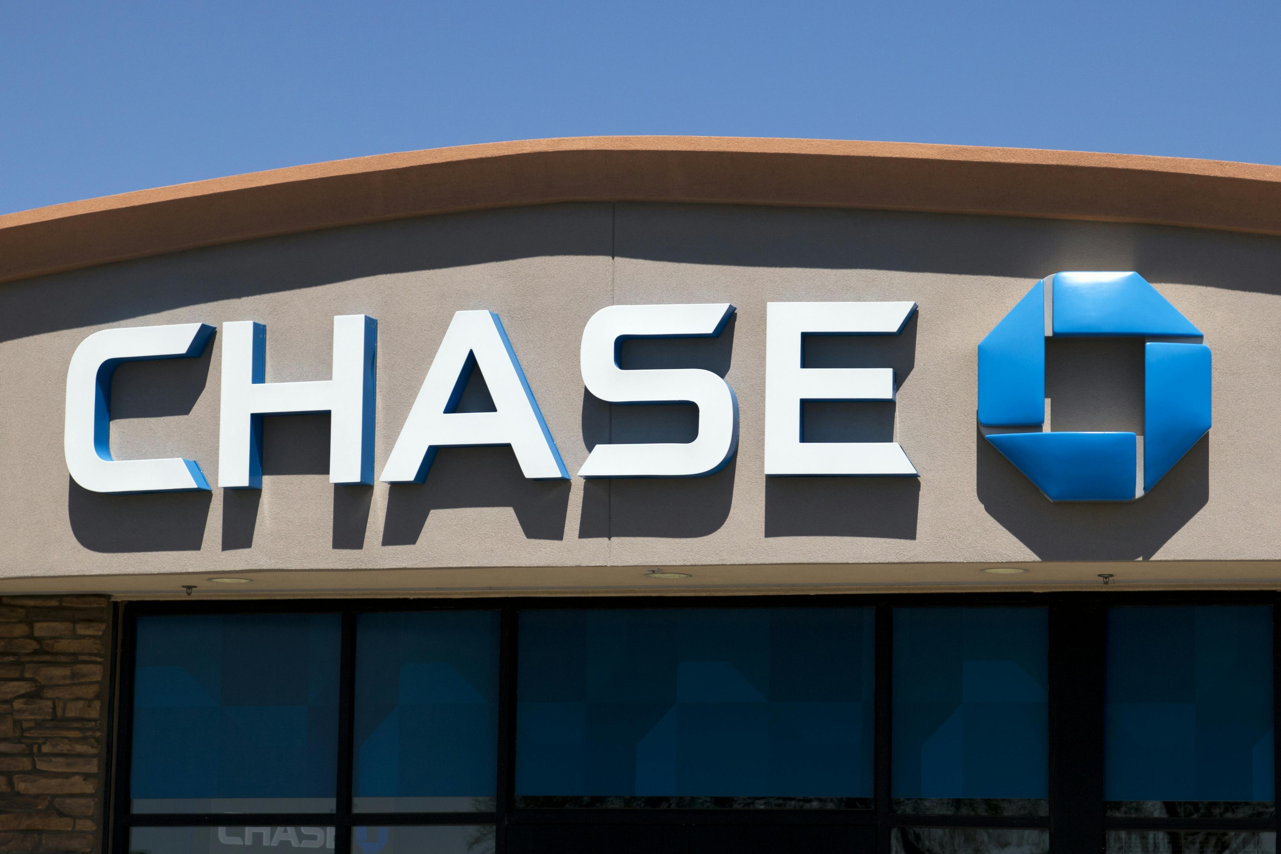 Chase bank logo on front of a building