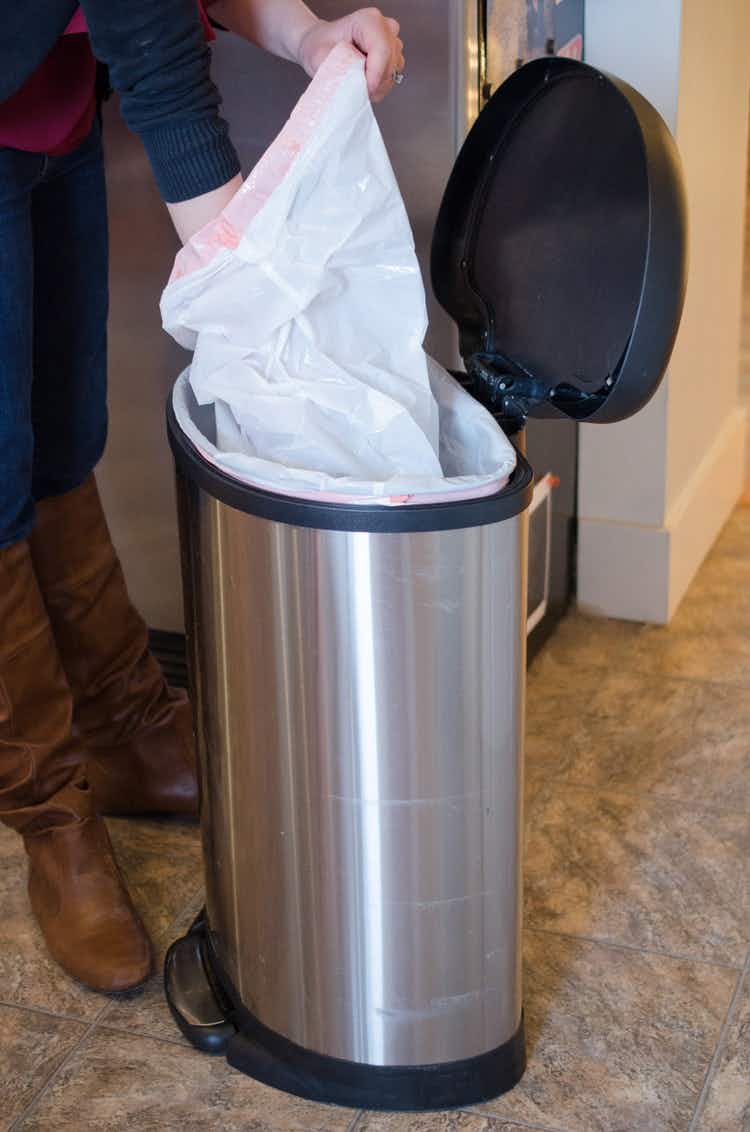Make cleaning up easy by lining your trash can with three or four bags.