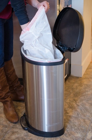 Make cleaning up easy by lining your trash can with three or four bags.