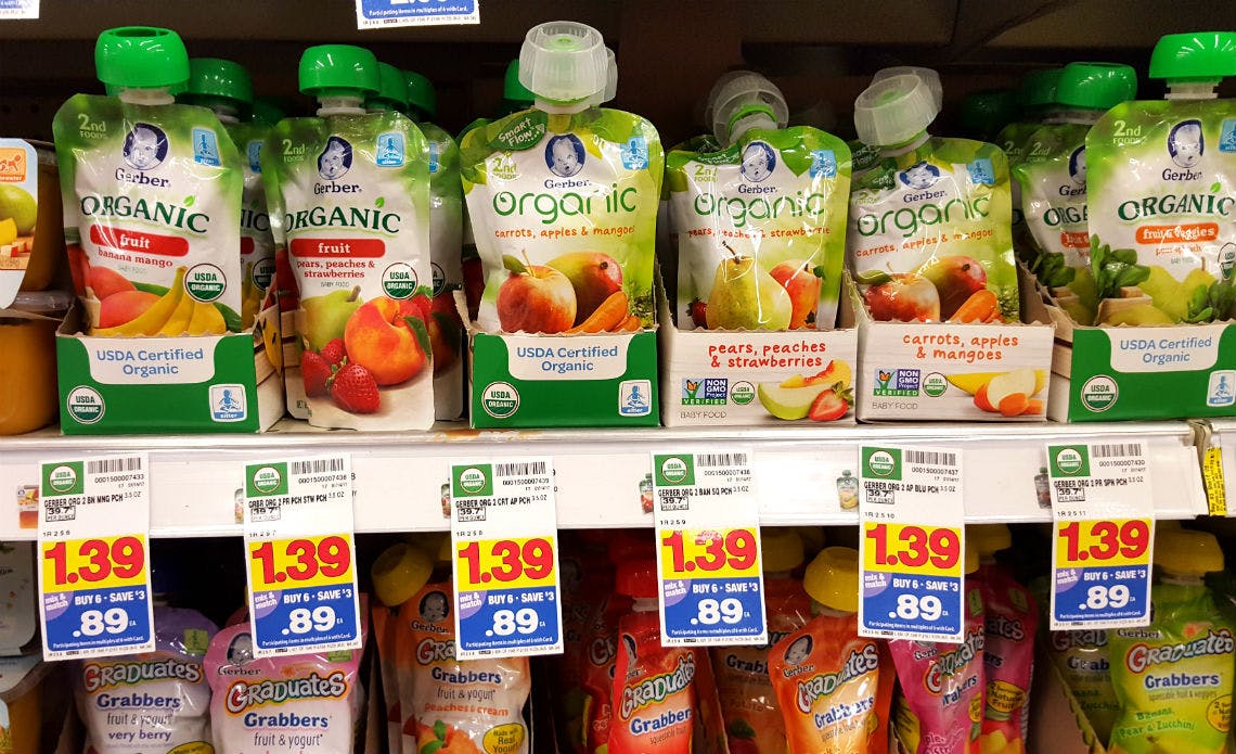 Gerber Organic Baby Food Pouches, as Low as 0.39 at