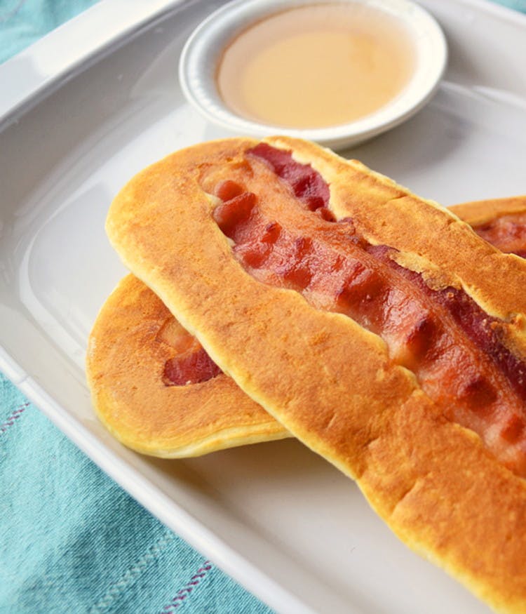 Get salty and sweet in every bite with these bacon pancakes.