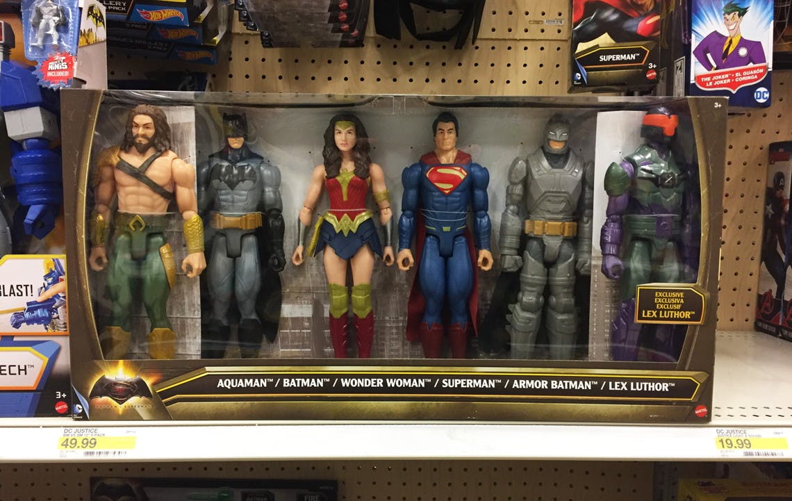 superhero toys on shelf