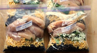 Put the meat in the freezer bag last for crockpot meals.