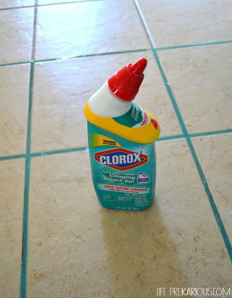 toilet bowl cleaner in tile grout
