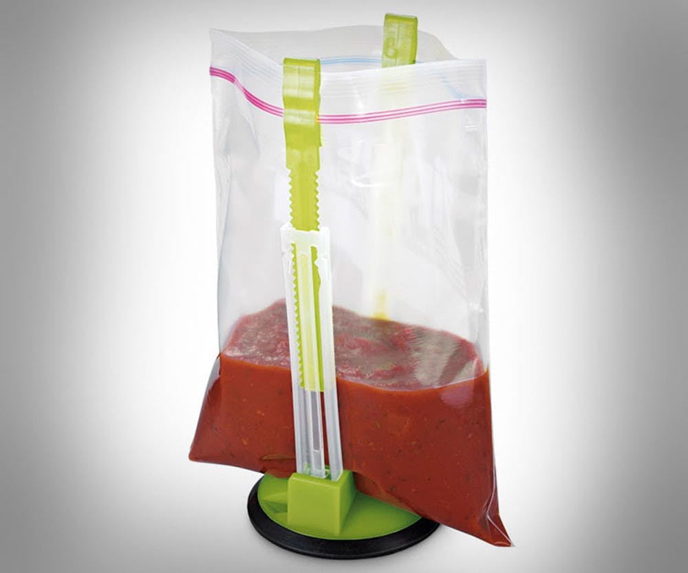 Fill bags easily with hands-free bag holders. 