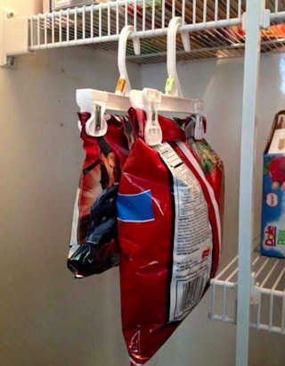 Pants hangers can also keep your chips organized.