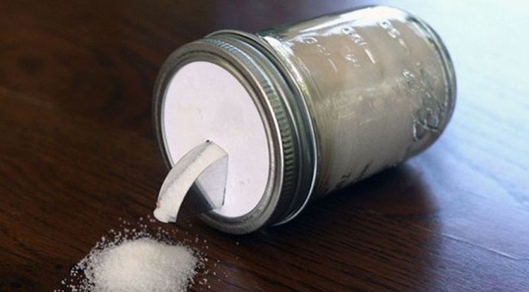 The top of a Morton Salt container can be used on a mason jar.