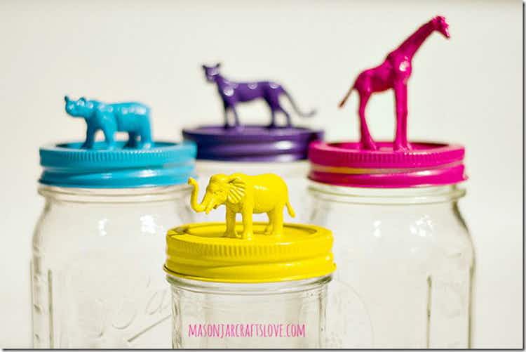 Glue toys to the lids and paint them for gifts and decorative storage containers.