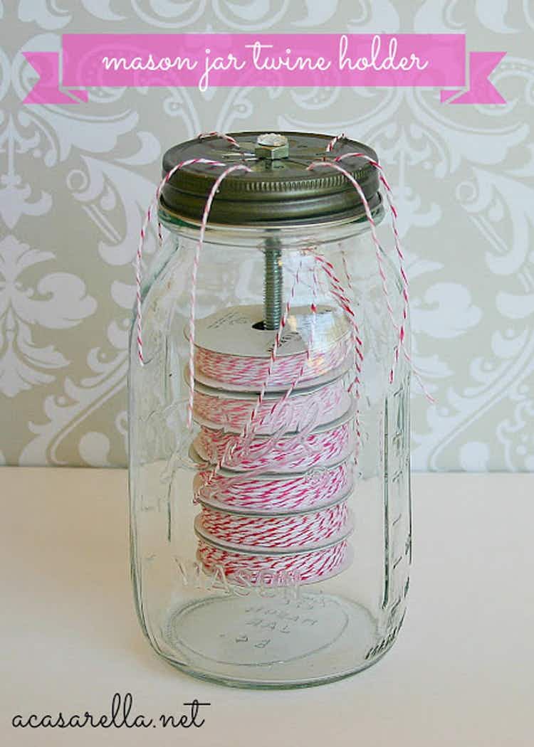 Use a bolt and several washers to create a twine holder.