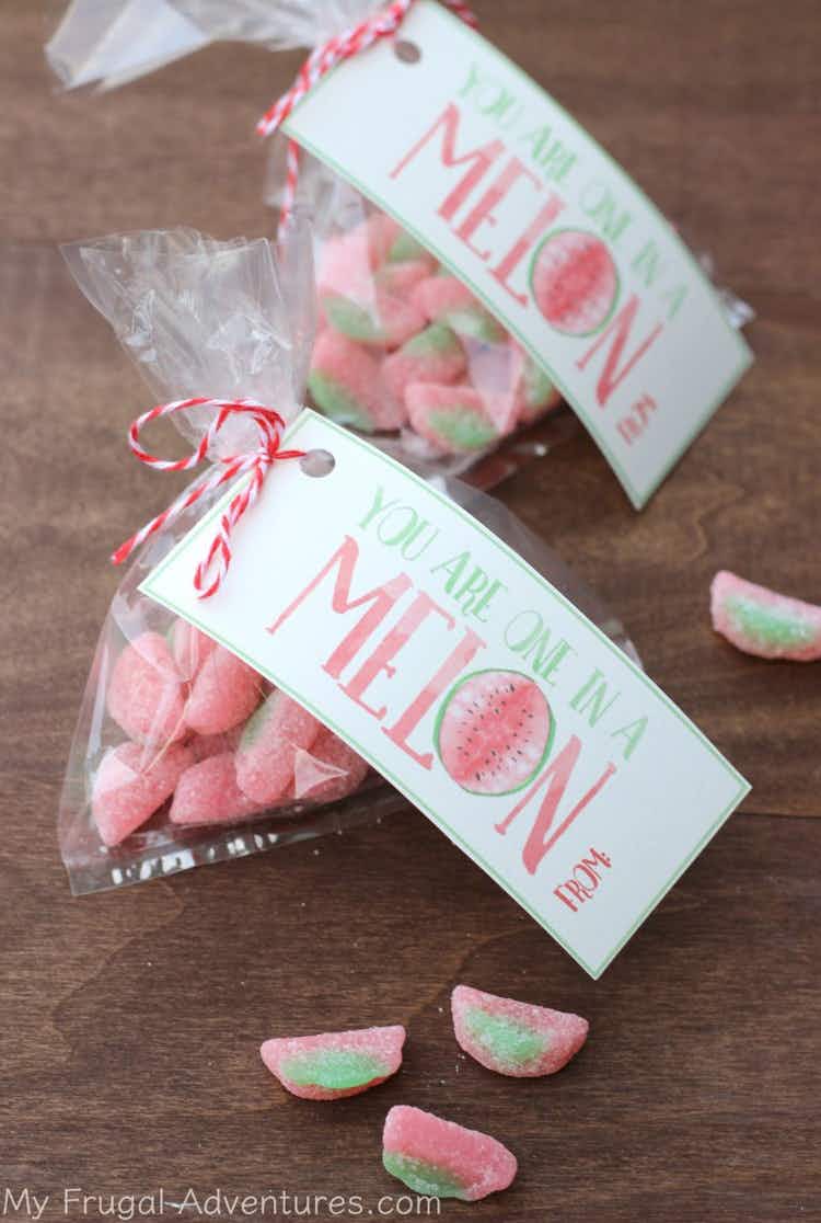 You are one in a "melon." card with watermelon candy