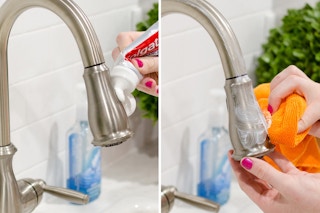 Clean and shine a sink.