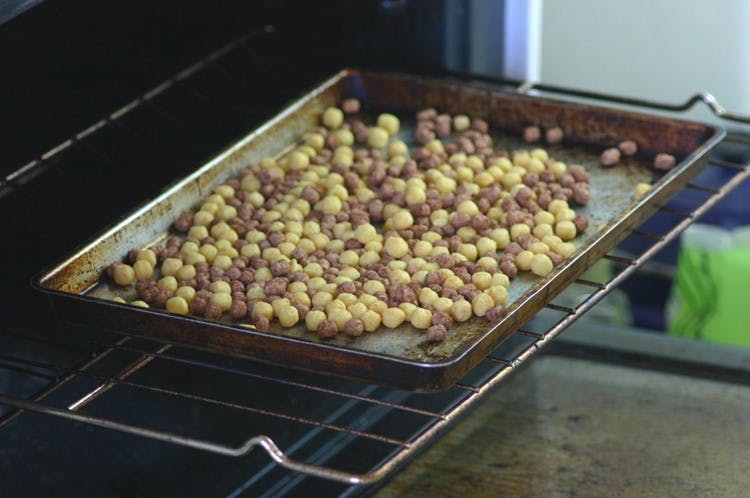 Revive stale cereal in the oven.