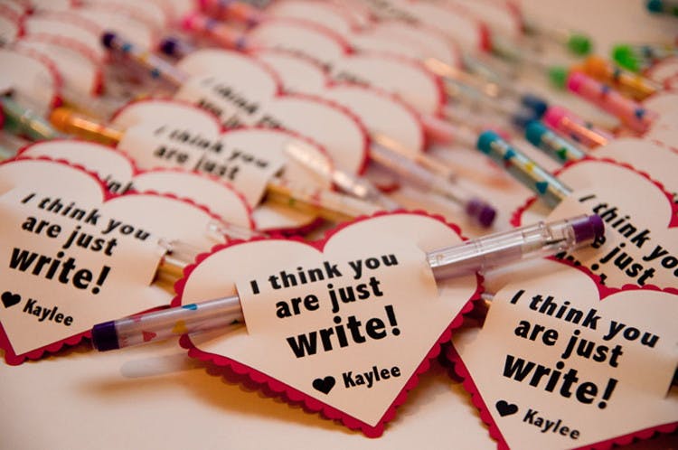 I think you are just "write" card with pens