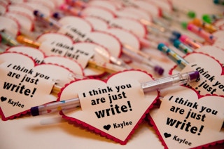 I think you are just "write" card with pens