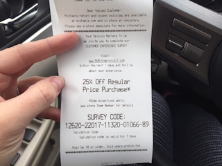Michaels hacks receipt survey