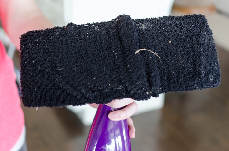Skip buying expensive Swiffer pads and use a chenille sock instead.