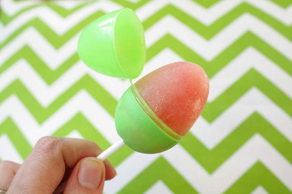 Freeze juice in plastic eggs for Easter popsicles.