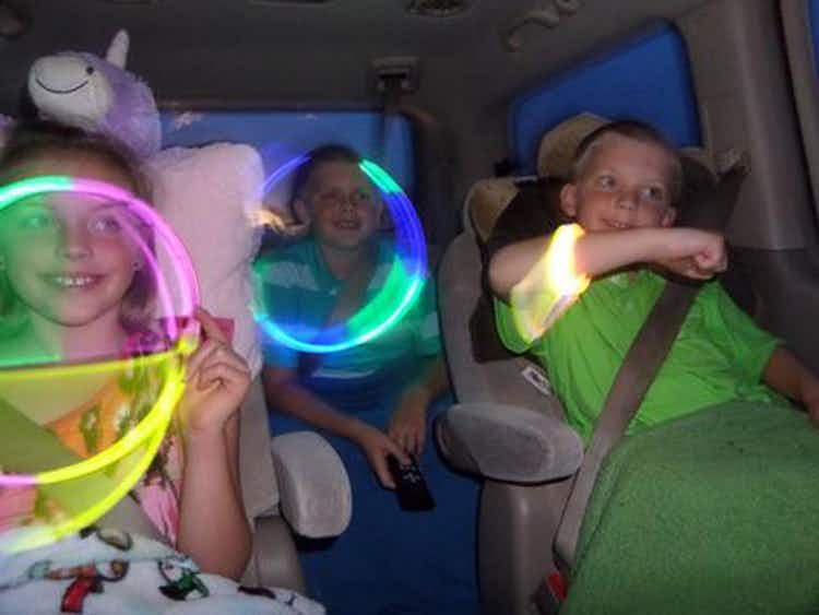 Give kids glow sticks to play with at night.