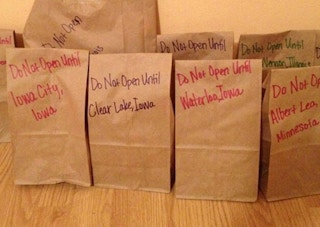 Wrap little surprises for kids to open along the way.