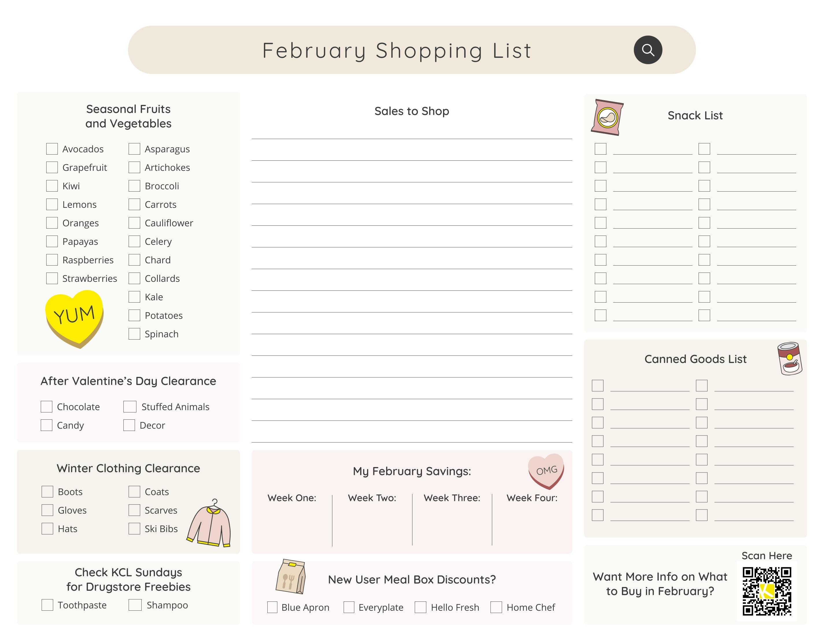 A shopping list for what to buy in February