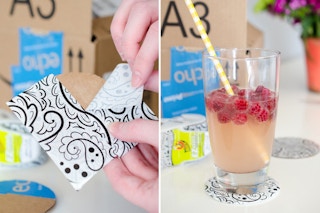 Make homemade coasters with cardboard.