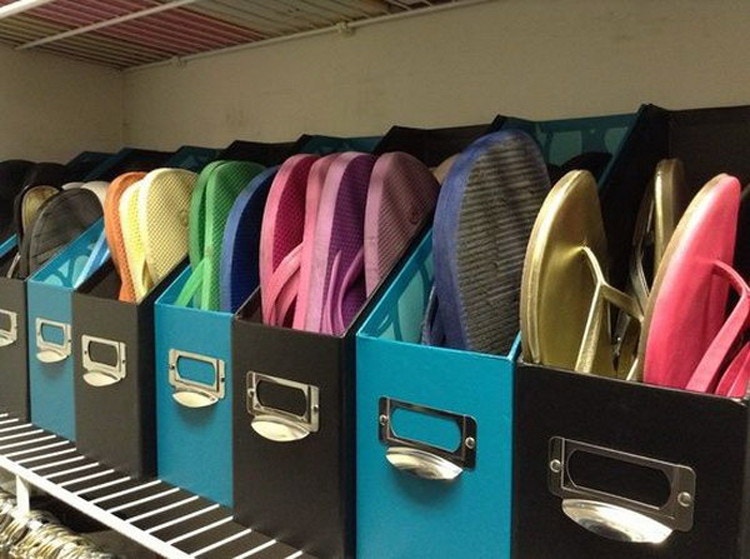 Keep flip-flops in magazine holders.