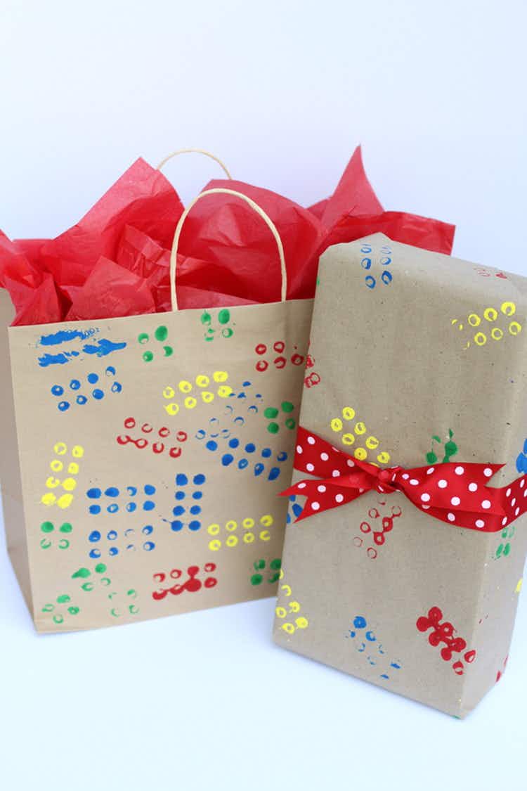 Decorate plain wrapping paper.