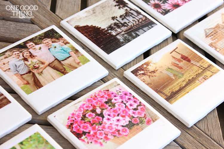 Transform regular photo prints and ceramic tiles into "Polaroid" photo coasters.