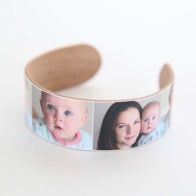 Turn popsicle sticks into photo bracelets.