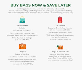 frontier airline buy bags now and save later policy