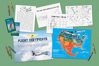 frontier kids flight certificate, collector cards, map, and printables