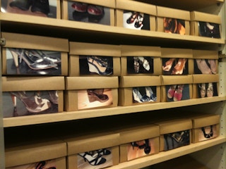 Attach photos to shoeboxes.