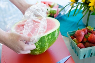 Cover cut melons.