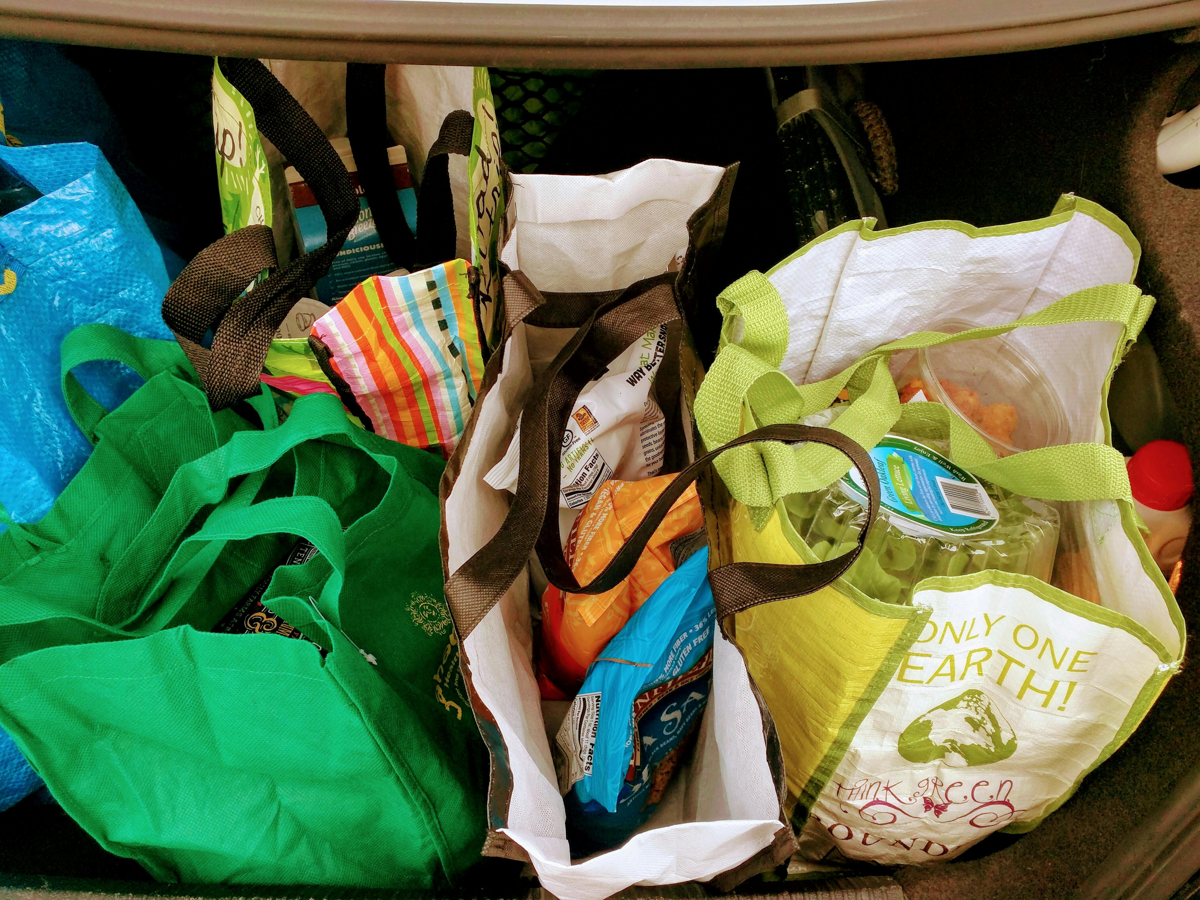 pile of grocery bags