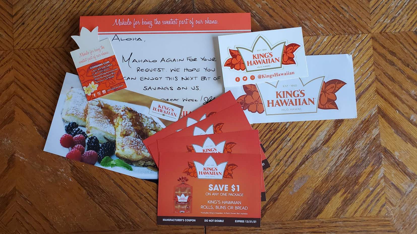 King's Hawaiian stack of free coupons