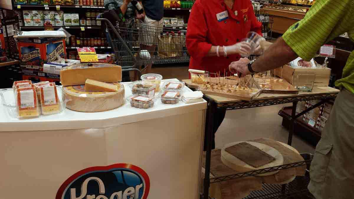 Free cheese and fruit portioning at Kroger and Whole Foods