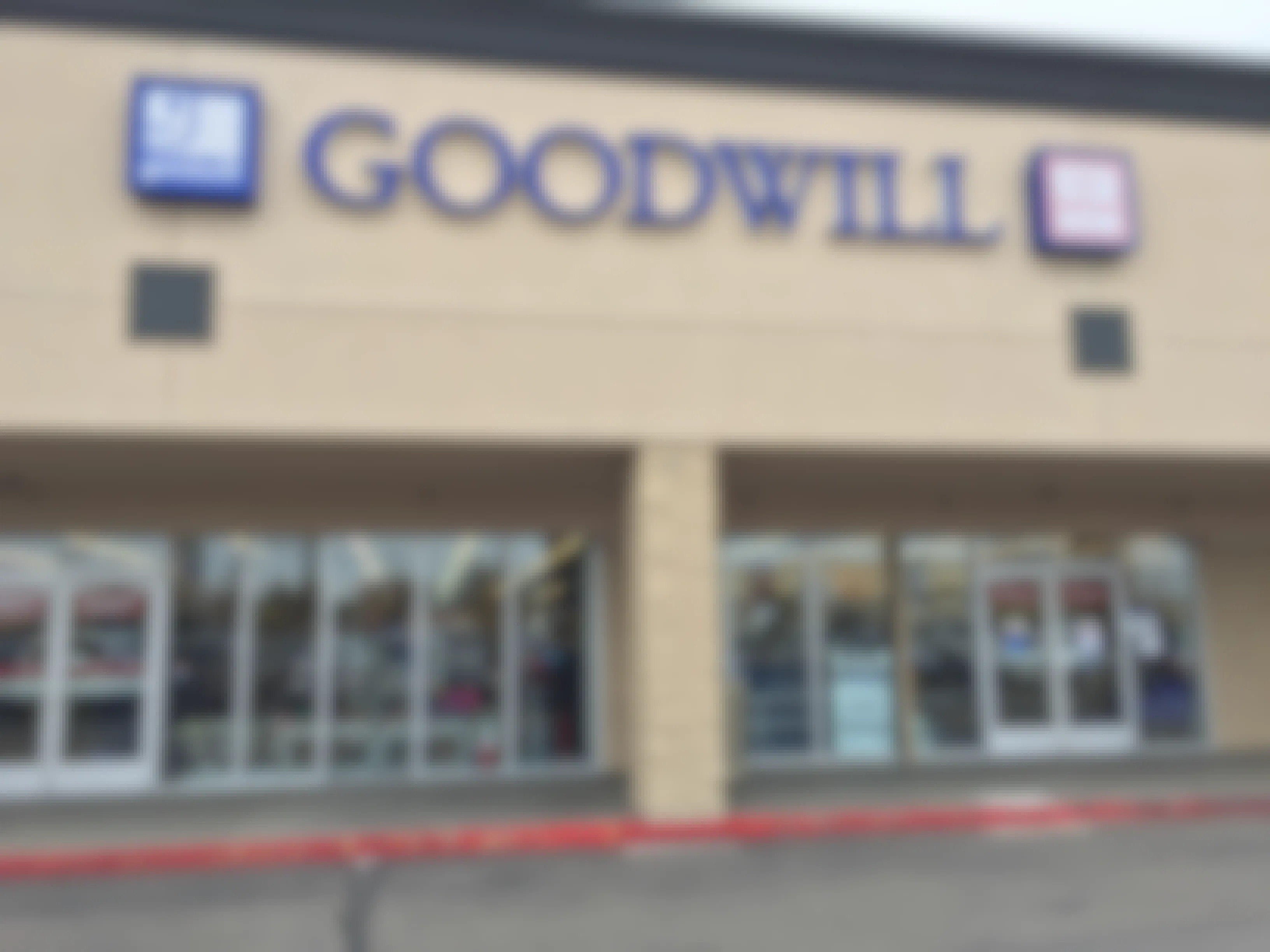 Goodwill thrift storefront in a parking lot