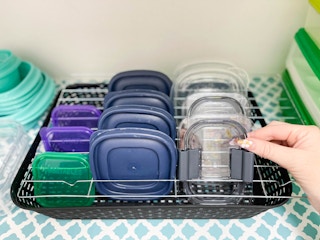 tupperware organized with dish racks