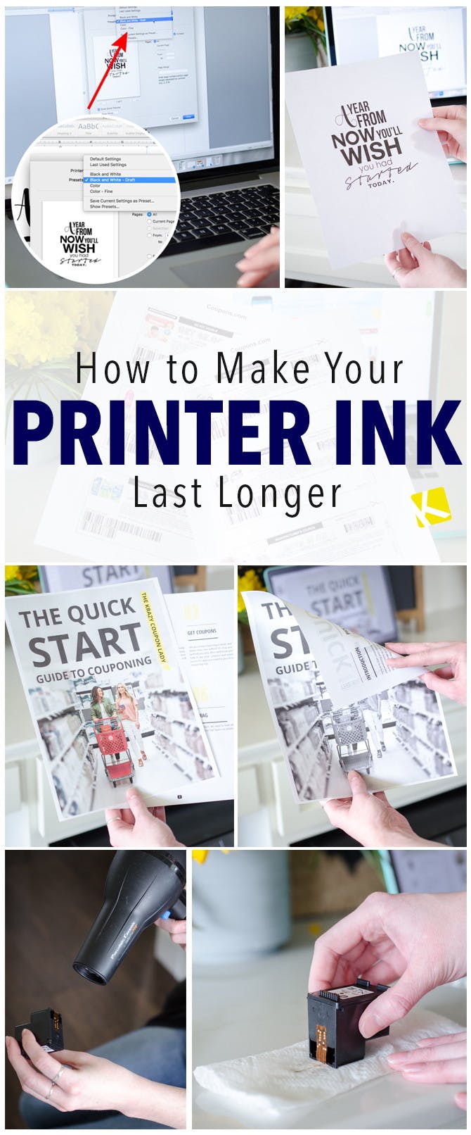 how to make my printer print without color ink