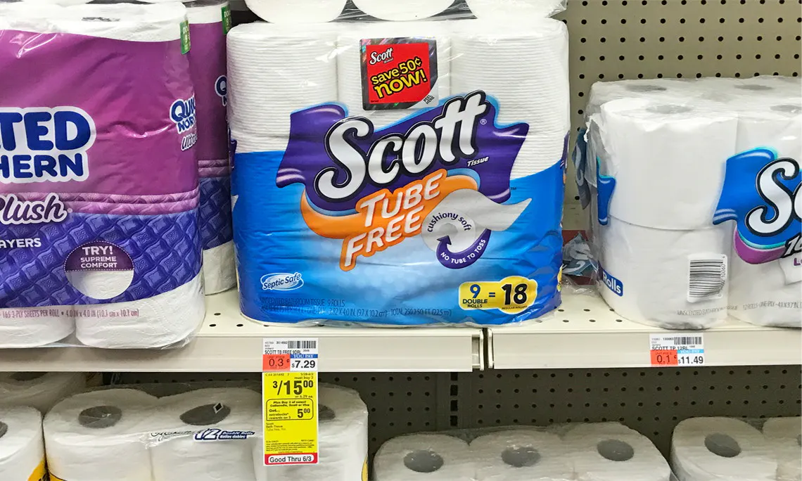 Scott Tube Free Bath Tissue 9 Pack Only 1 67 At Cvs The Krazy Coupon Lady