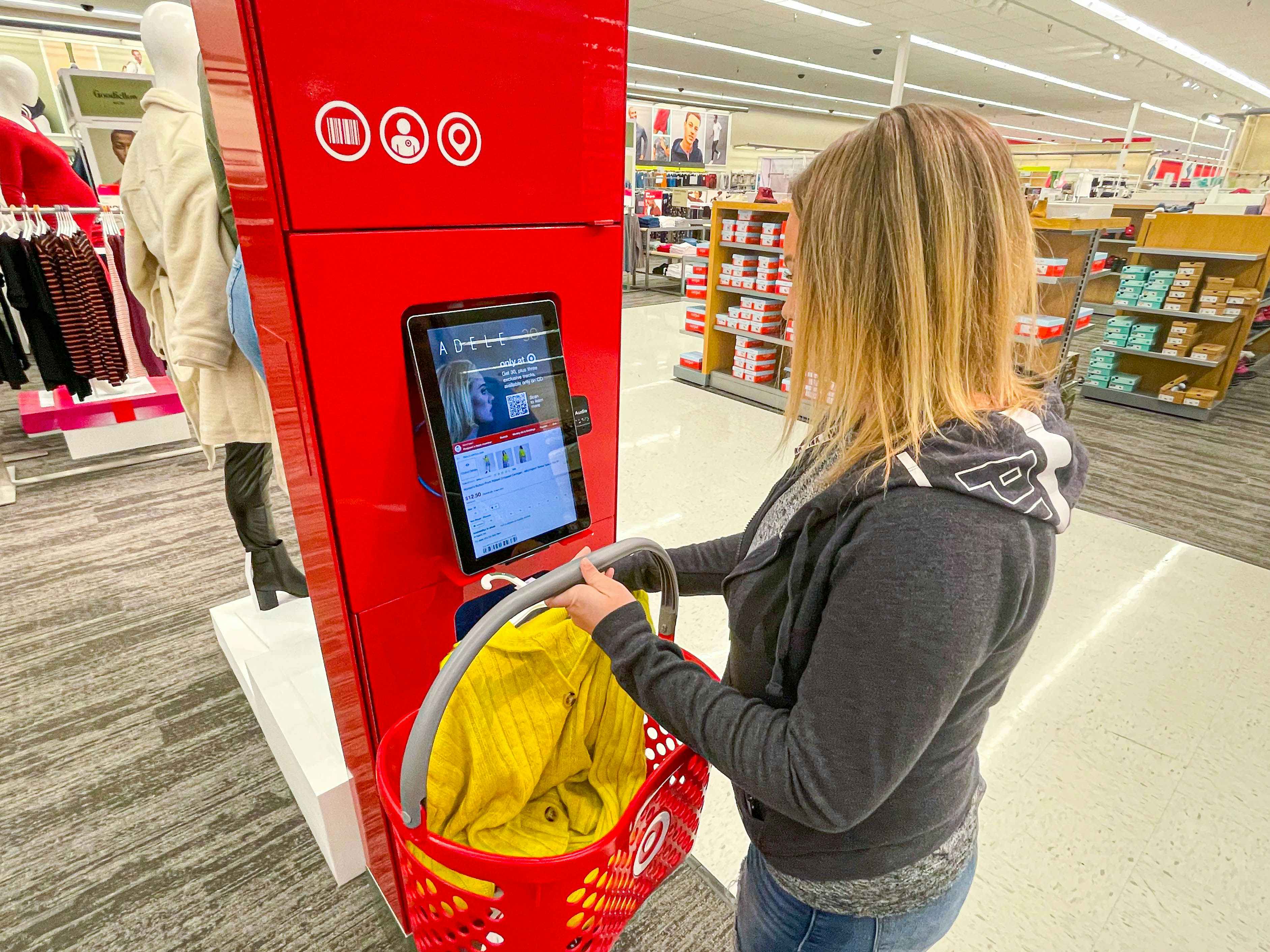 woman scanning target items